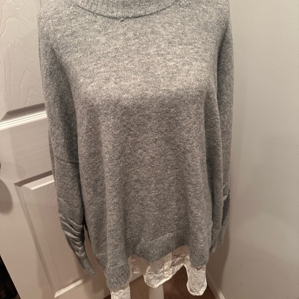 Torrid Charcoal Lace-Trim Sweater